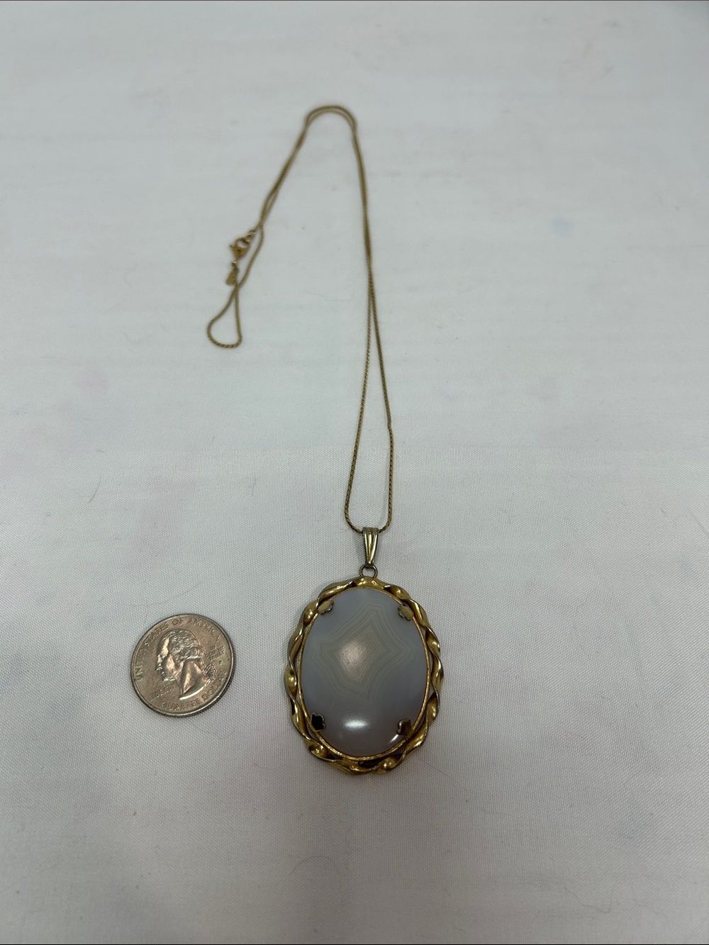 Monet Gold-Tone Braided Bezel Pendant Necklace with Gray Agate
